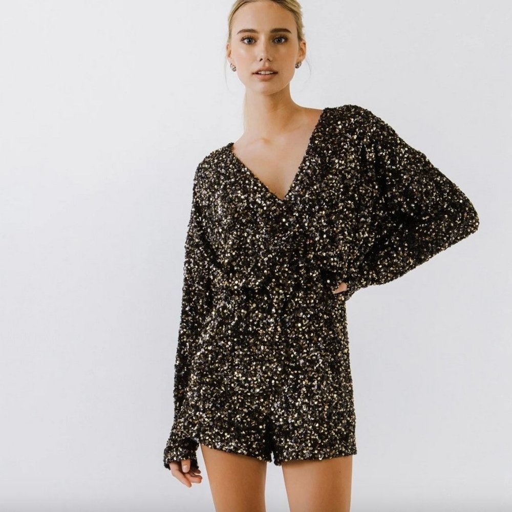 Endless Rose 2d Sequin Wrapped Romper
